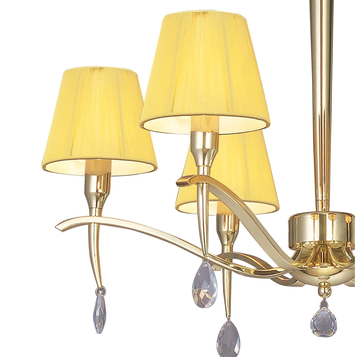 Elegant Siena Pendant: 6-Light Polished Brass with Amber Cream Shades & Crystal Accents