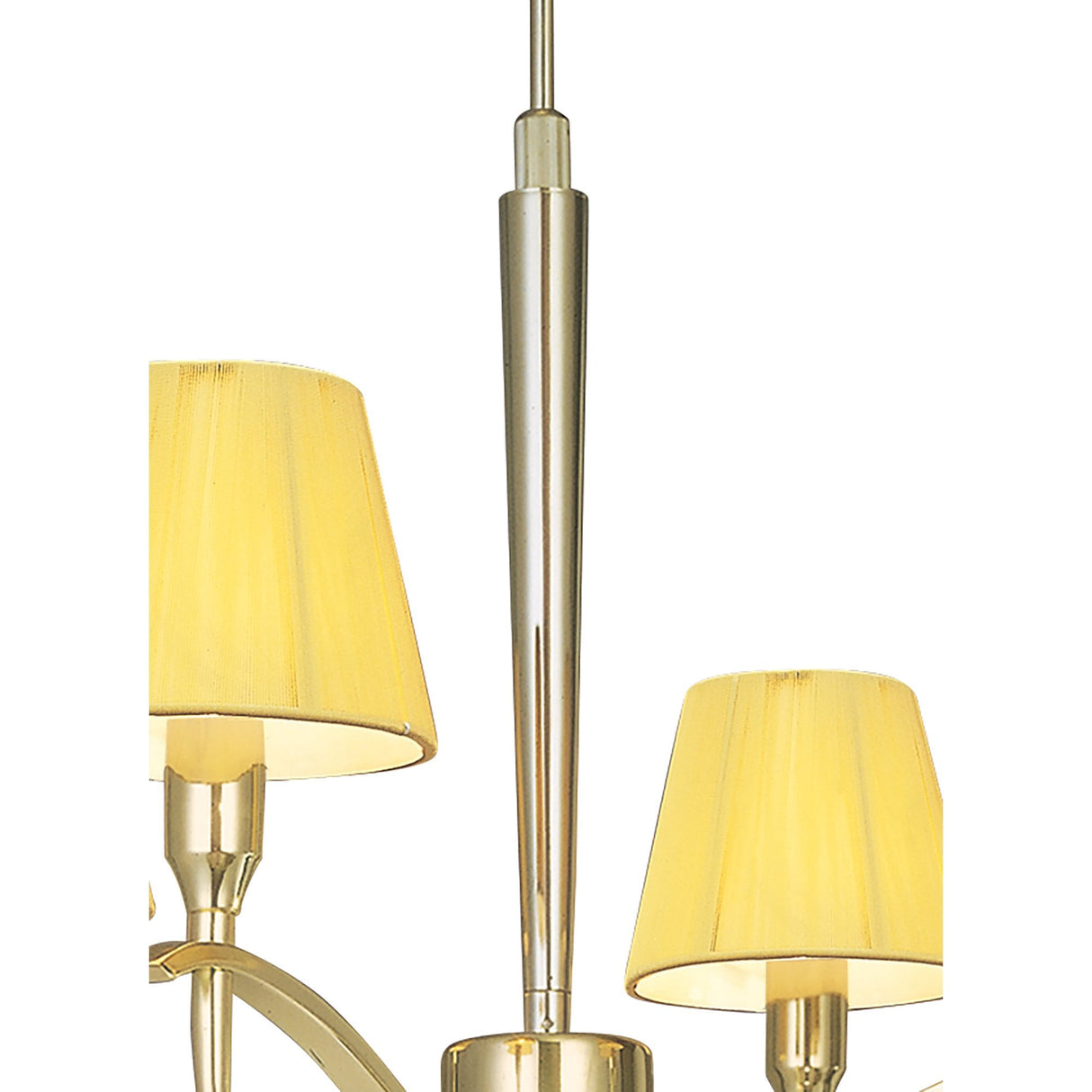 Siena Round 4-Light Pendant in Polished Brass with Amber Cream Shades and Clear Crystals