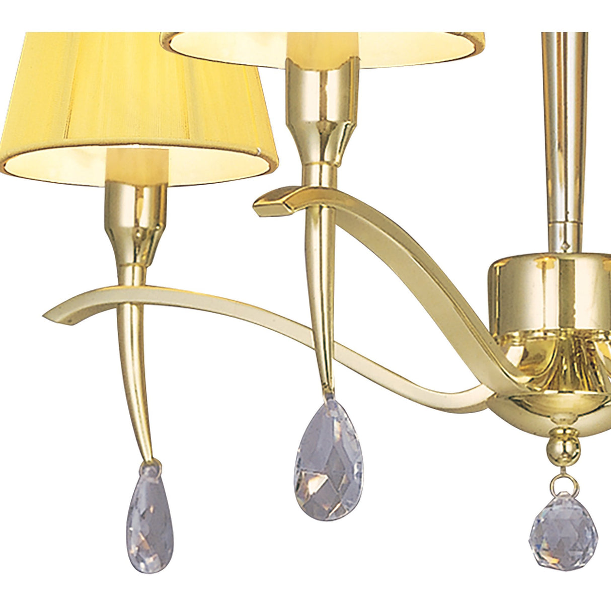 Siena Round 4-Light Pendant in Polished Brass with Amber Cream Shades and Clear Crystals