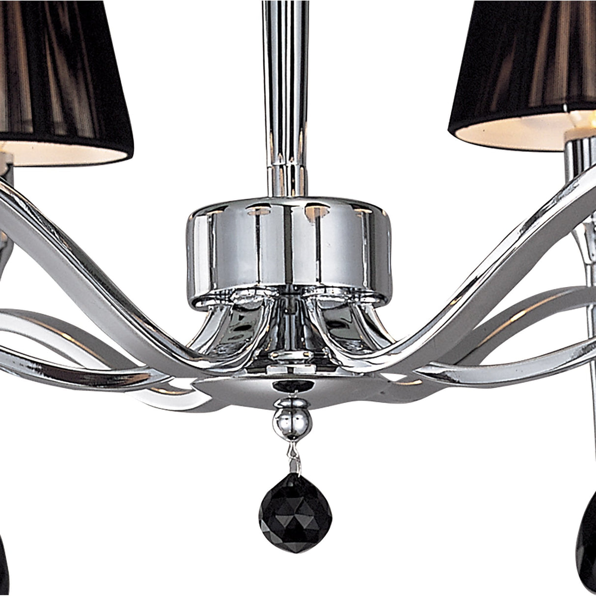 Siena Semi-Flush Mount 6-Light Fixture in Polished Chrome with Black Shades and Crystals