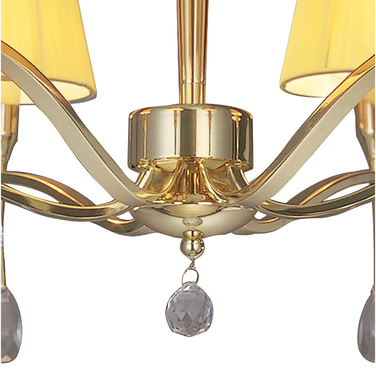 Siena Collection: Elegant Polished Brass Ceiling Light with Amber Cream Shades and Clear Crystal Accents