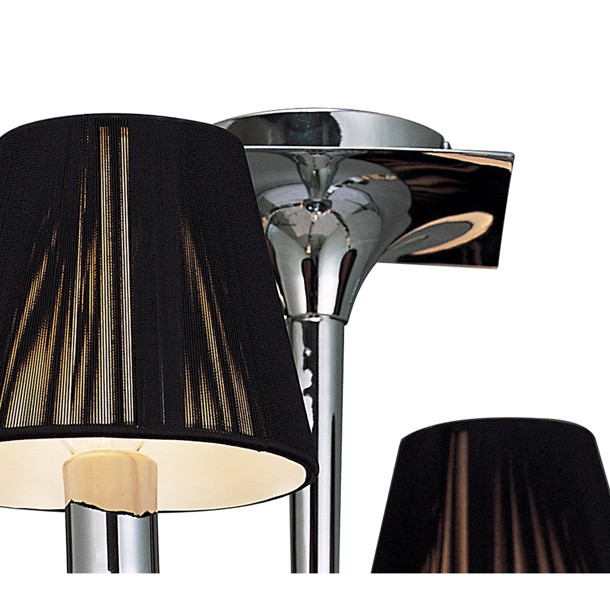 Siena Round 4-Light Semi-Flush Ceiling Fixture, Polished Chrome with Black Silk Shades and Crystal Accents