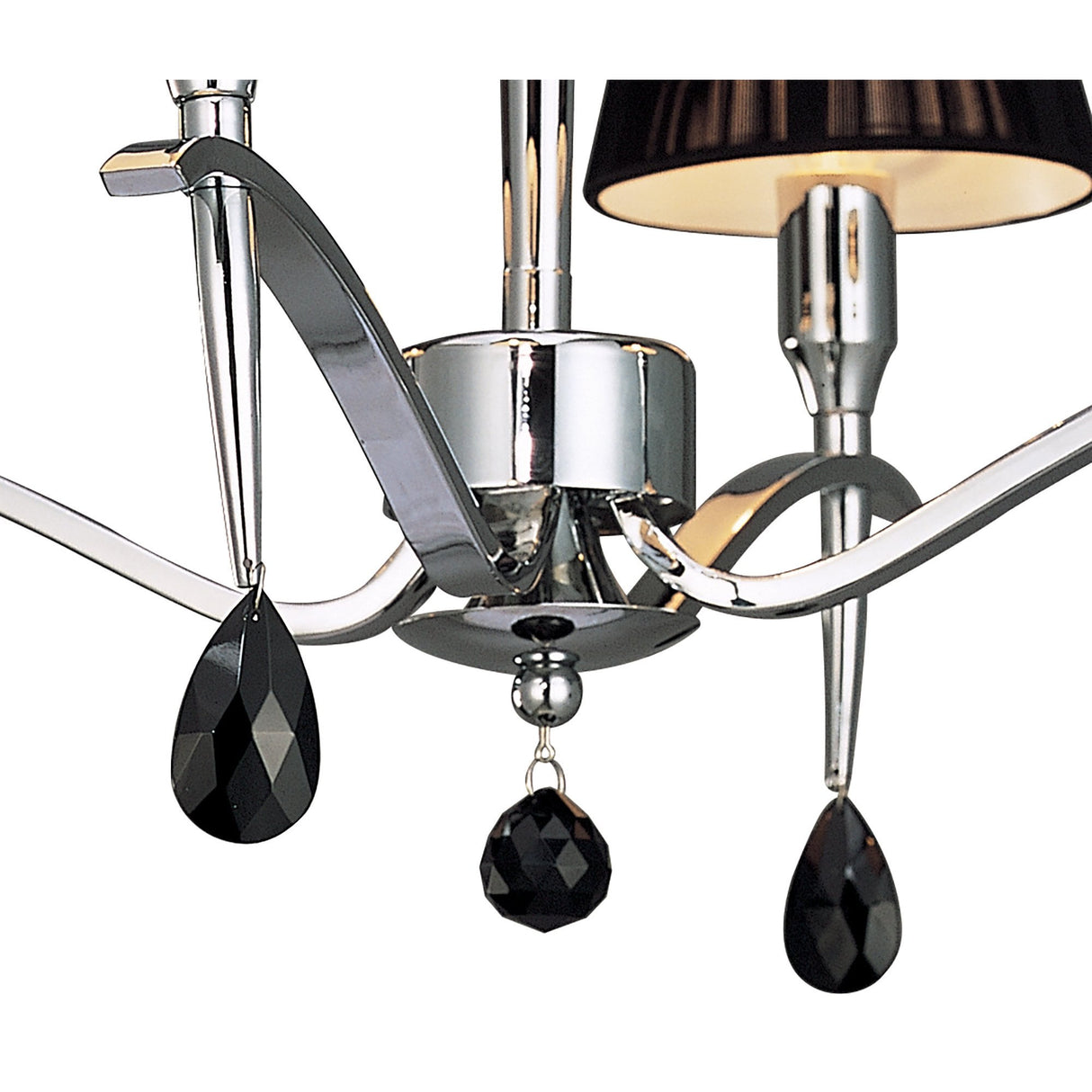 Siena Round 4-Light Semi-Flush Ceiling Fixture, Polished Chrome with Black Silk Shades and Crystal Accents
