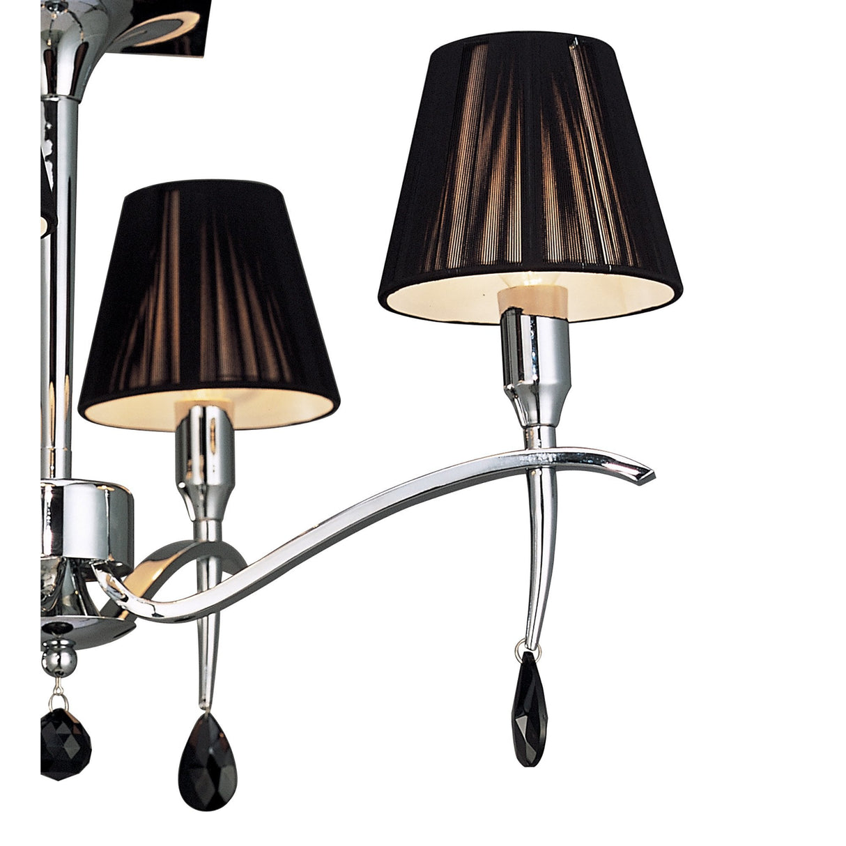 Siena Round 4-Light Semi-Flush Ceiling Fixture, Polished Chrome with Black Silk Shades and Crystal Accents