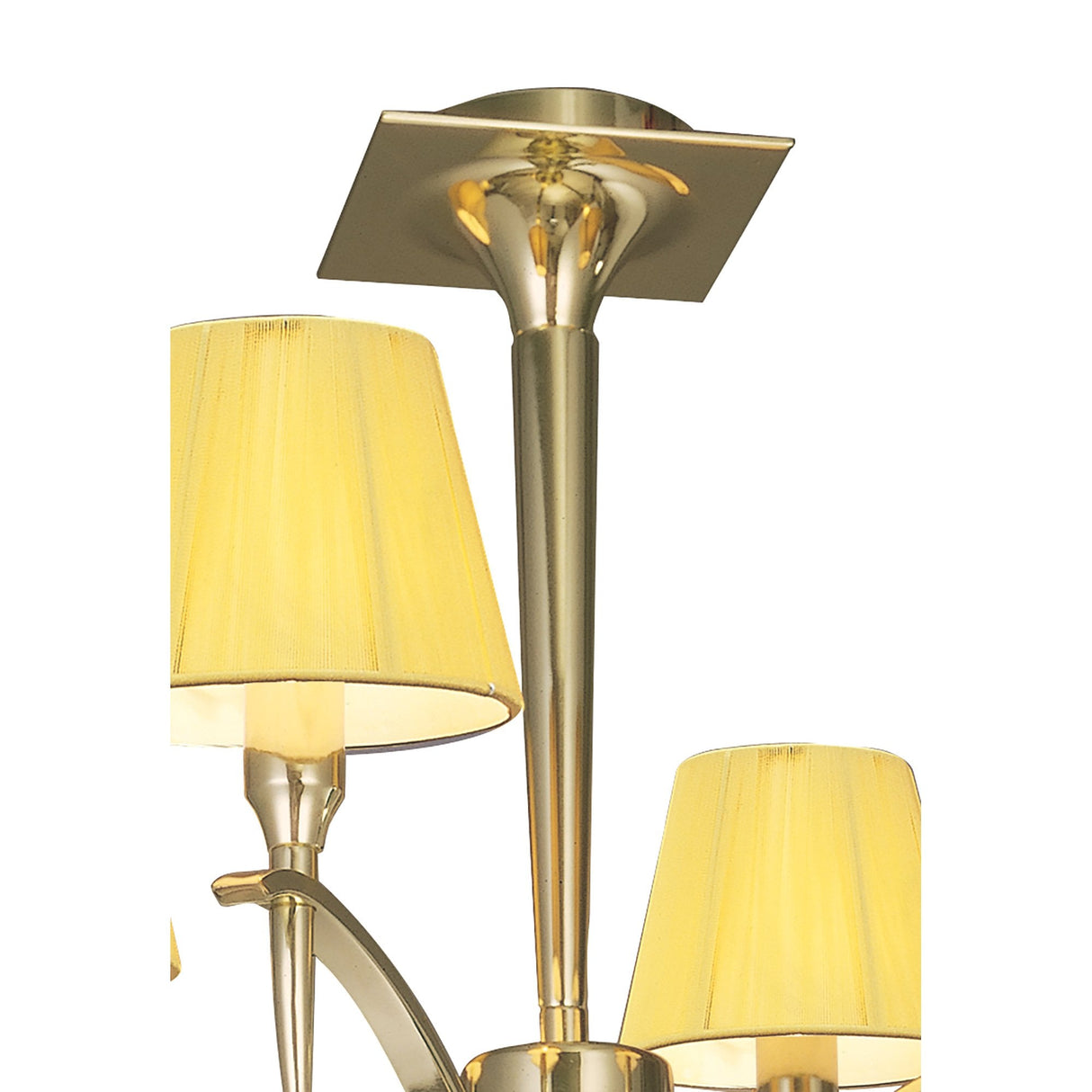 Siena Polished Brass Ceiling Light with Amber Cream Shades and Clear Crystals
