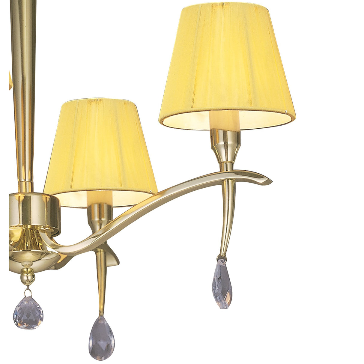 Siena Polished Brass Ceiling Light with Amber Cream Shades and Clear Crystals