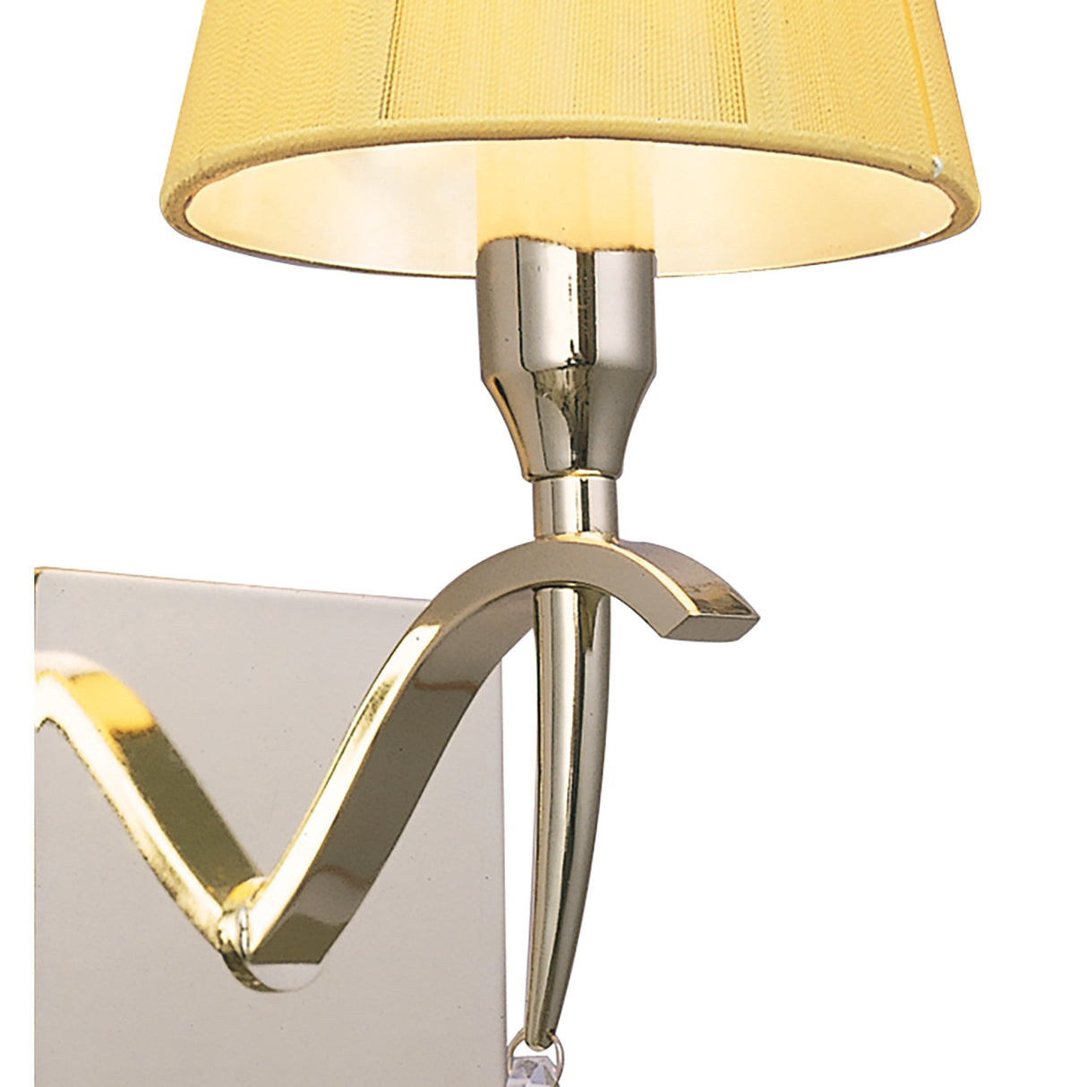 Siena Wall Lamp with Polished Brass and Crystal Accents, Featuring Amber Cream Shade