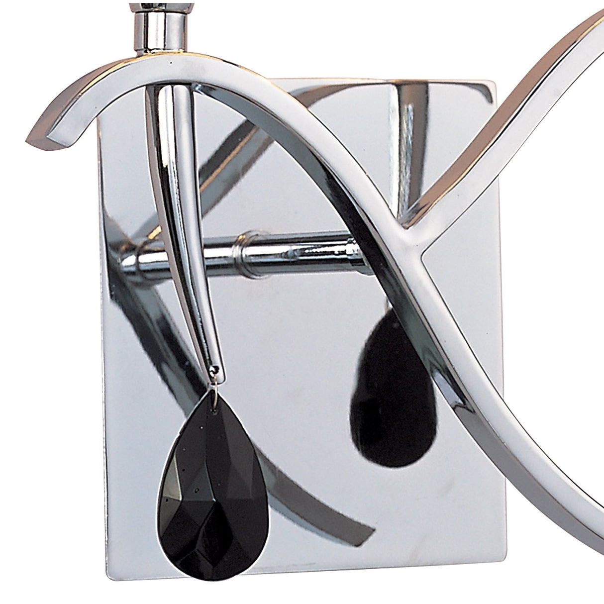 Siena Dual Light Wall Lamp in Polished Chrome with Black Shades and Crystal Accents