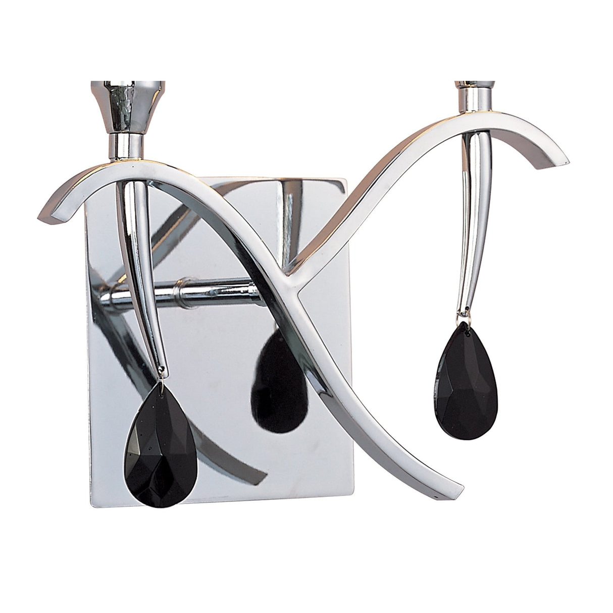 Siena Dual Light Wall Lamp in Polished Chrome with Black Shades and Crystal Accents