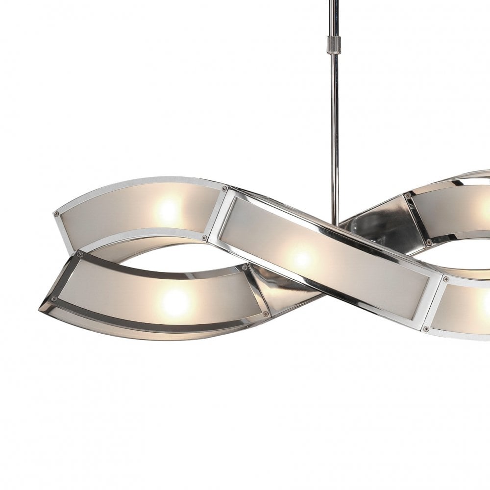 Duna Twin-Arm Pendant Light with Polished Chrome and White Acrylic Finish