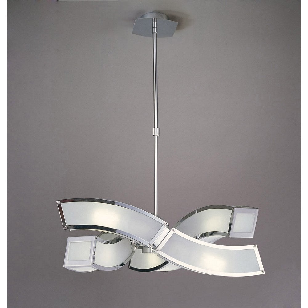 Sculptural Elegance: Duna Polished Chrome 6-Light Pendant with White Acrylic Detailing