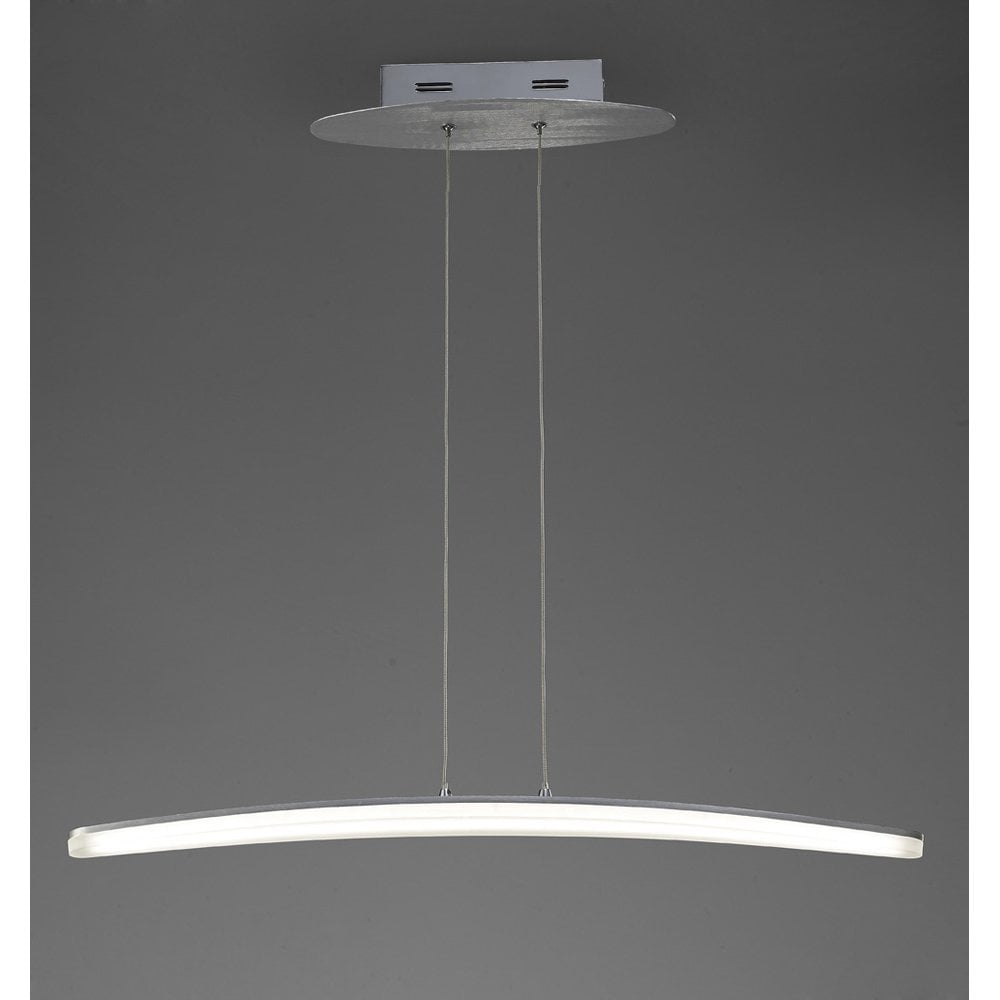 Hemisferic 20W LED Pendant Light, 70cm, Satin Aluminium & Frosted Acrylic, 3000K Warm White