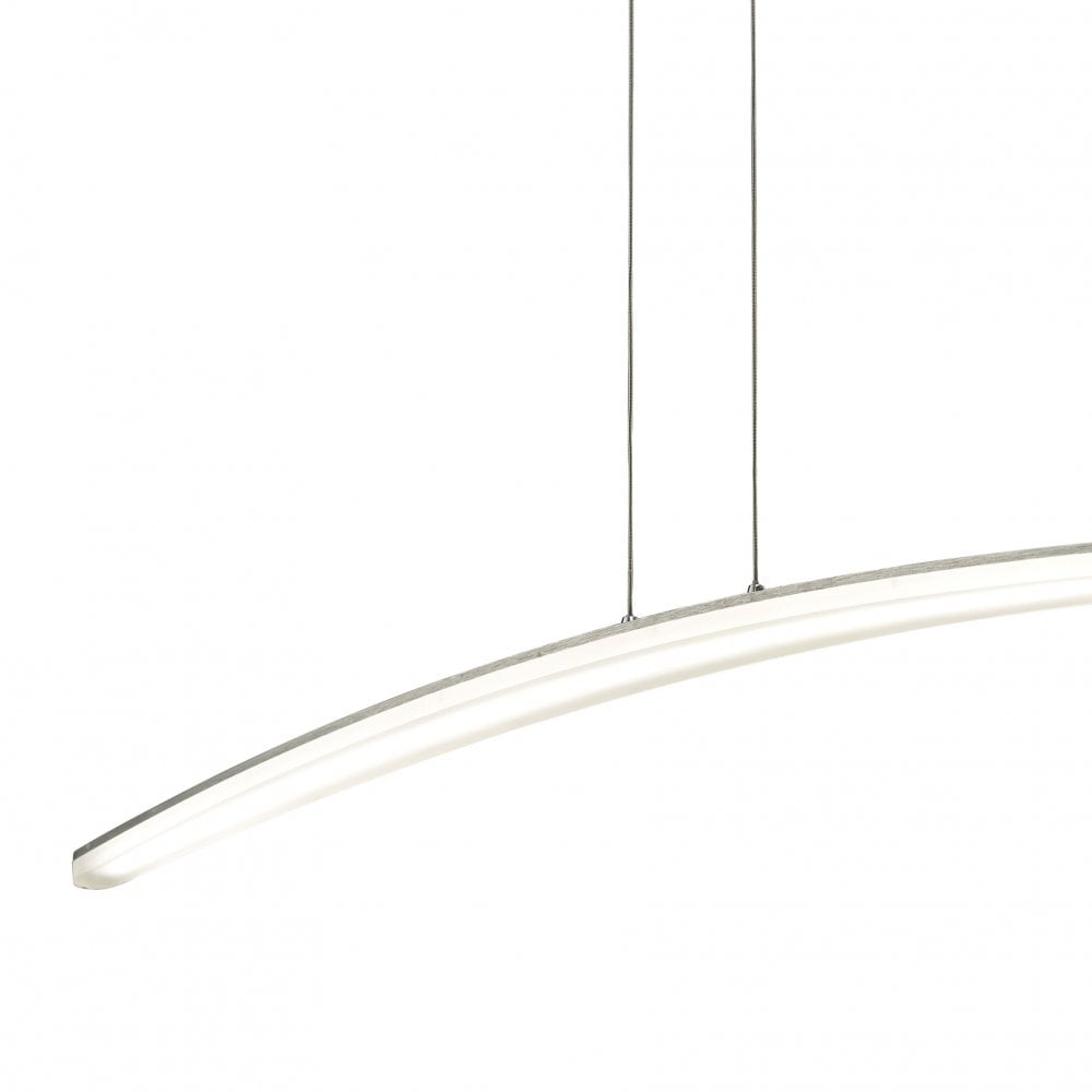 Hemisferic 20W LED Pendant Light, 70cm, Satin Aluminium & Frosted Acrylic, 3000K Warm White