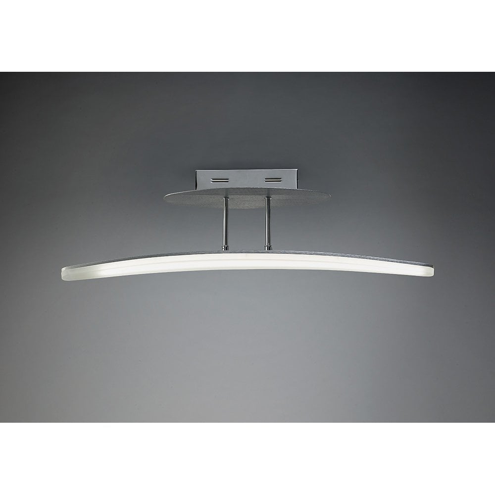 Hemisferic 70cm Ceiling LED Bar Light, 20W, 3000K Warm White, Satin Aluminium/Acrylic