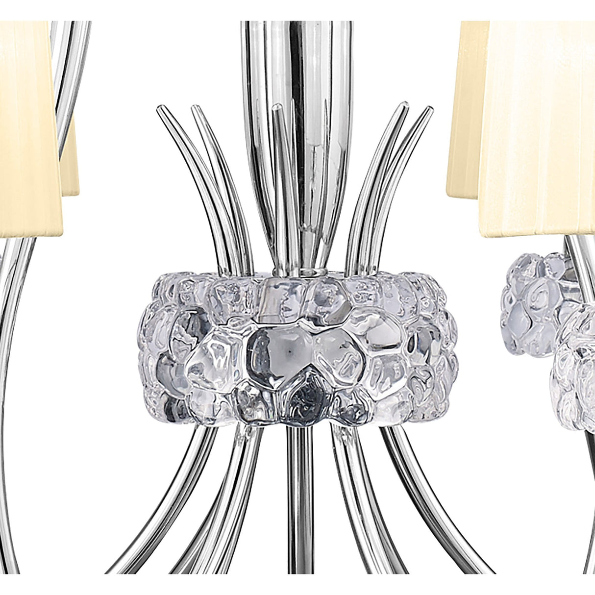 Loewe 2-Tier Pendant Light with Polished Chrome Finish and Cream Shades by Jose Ignacio Ballester Martinez