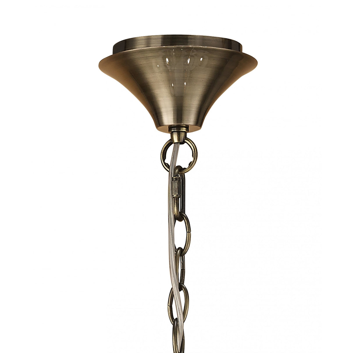 Loewe Antique Brass Two-Tier Pendant Light with Cream Shades