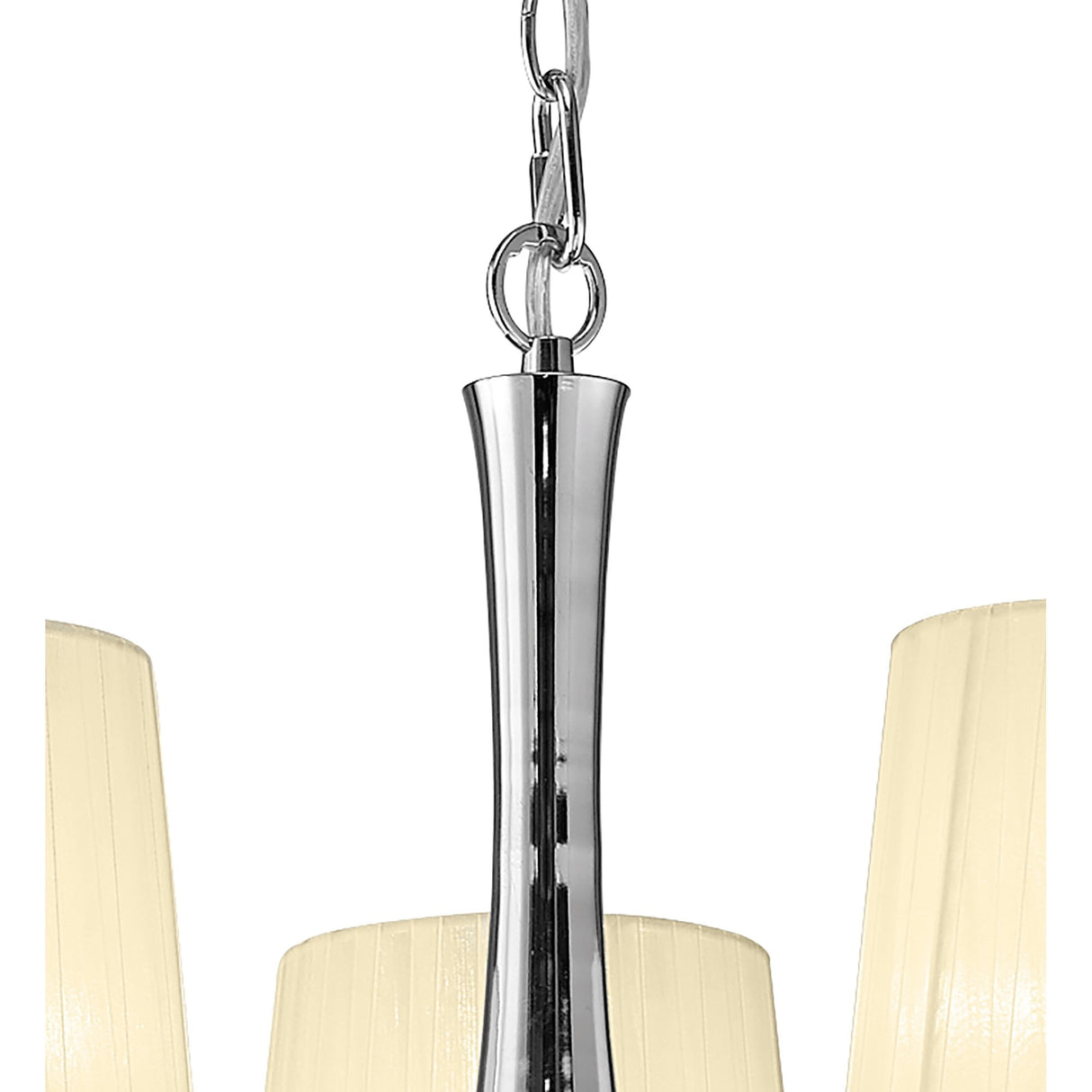 Loewe 5-Light Pendant in Polished Chrome with Cream Organza Shades