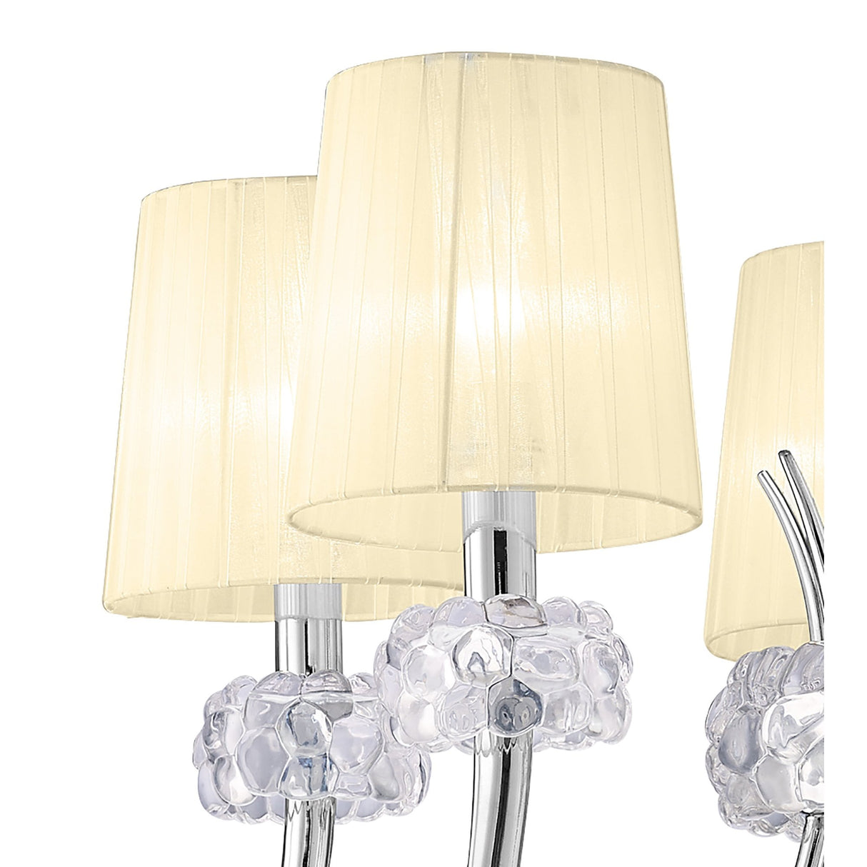 Loewe 5-Light Pendant in Polished Chrome with Cream Organza Shades