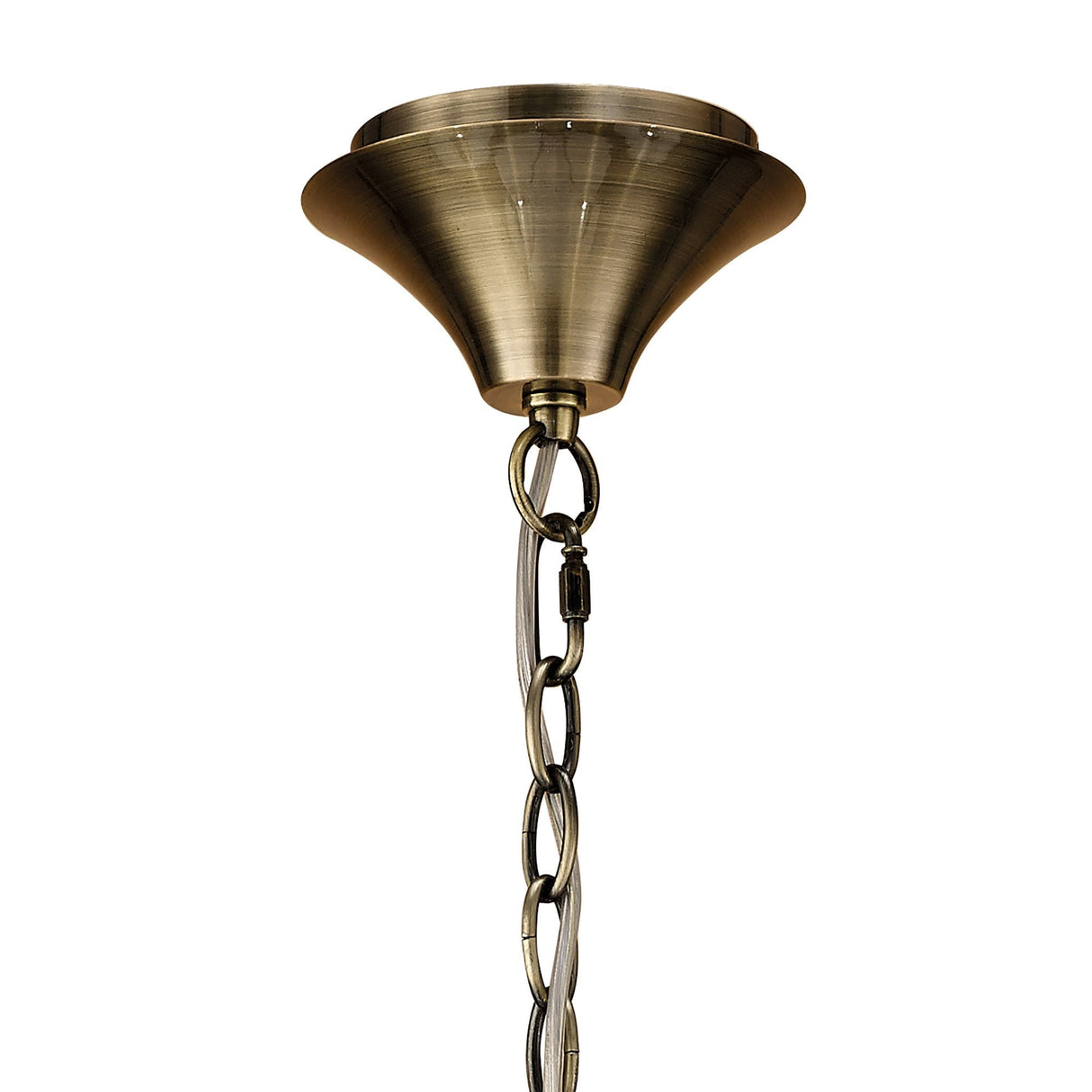 Loewe Antique Brass 5-Light Chandelier with Cream Shades