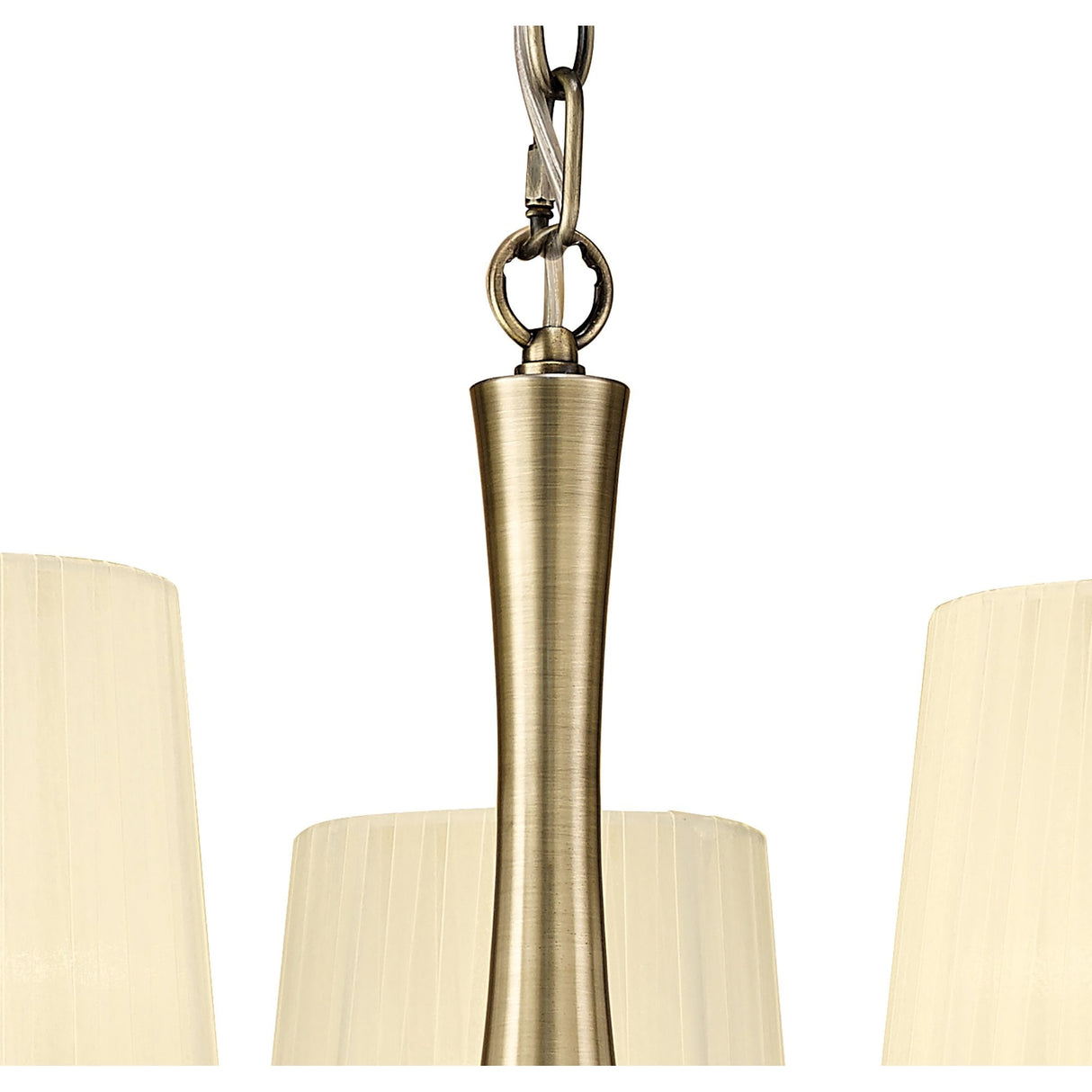 Loewe Antique Brass 5-Light Chandelier with Cream Shades