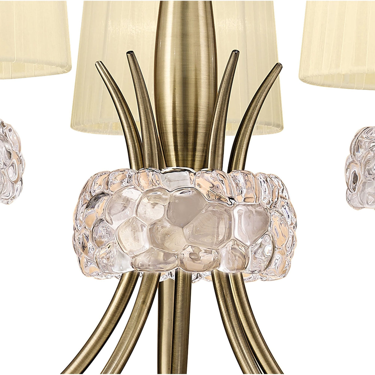 Loewe Antique Brass 5-Light Chandelier with Cream Shades