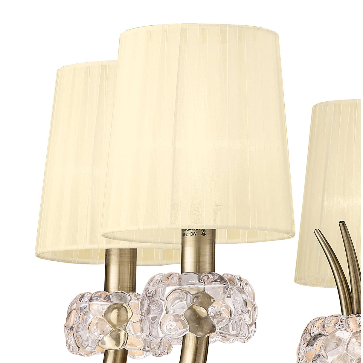 Loewe Antique Brass 5-Light Chandelier with Cream Shades