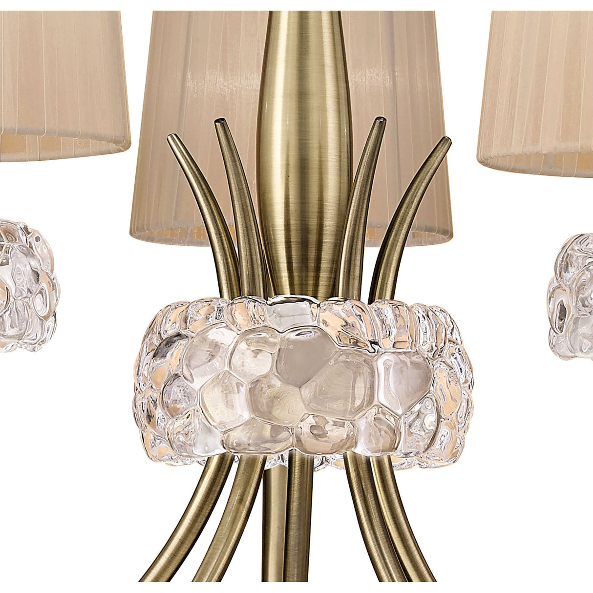 Loewe Antique Brass 5-Light Pendant with Soft Bronze Shades