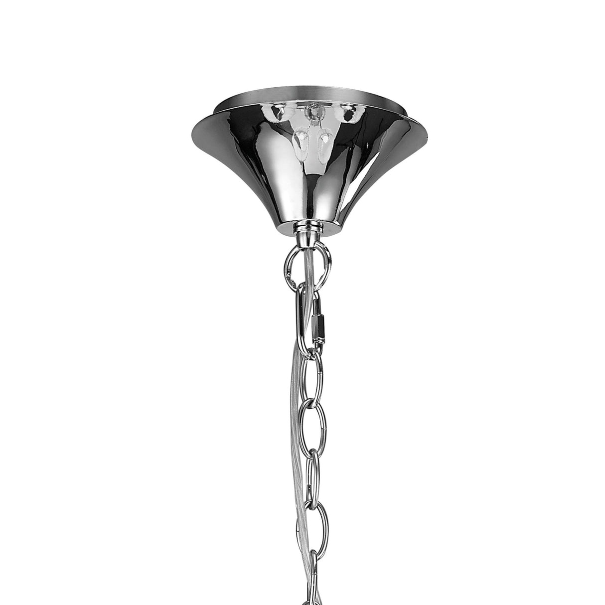 Loewe Elegant 5-Light Pendant with White Organza Shades, Polished Chrome Finish