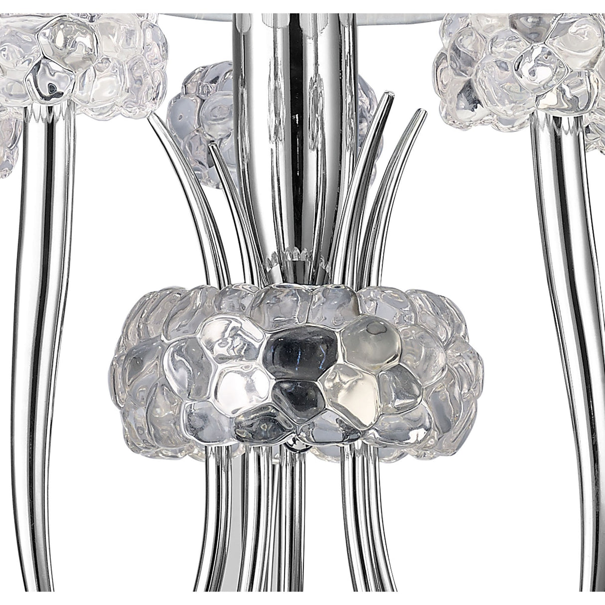 Loewe Elegant 5-Light Pendant with White Organza Shades, Polished Chrome Finish
