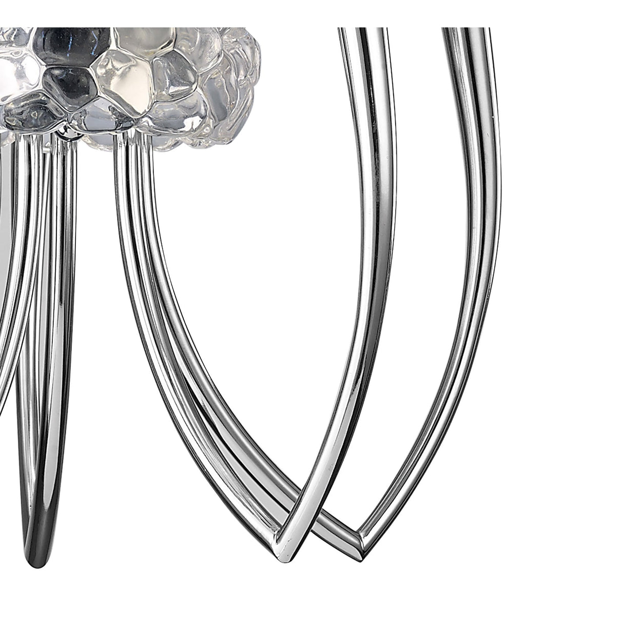 Loewe Elegant 5-Light Pendant with White Organza Shades, Polished Chrome Finish