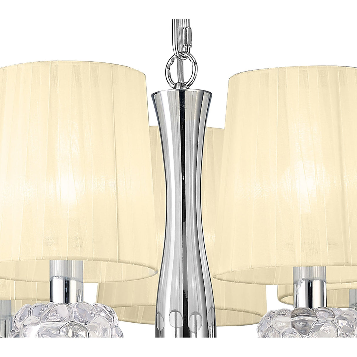 Loewe Slim 5-Light Pendant with Cream Shades in Polished Chrome Design