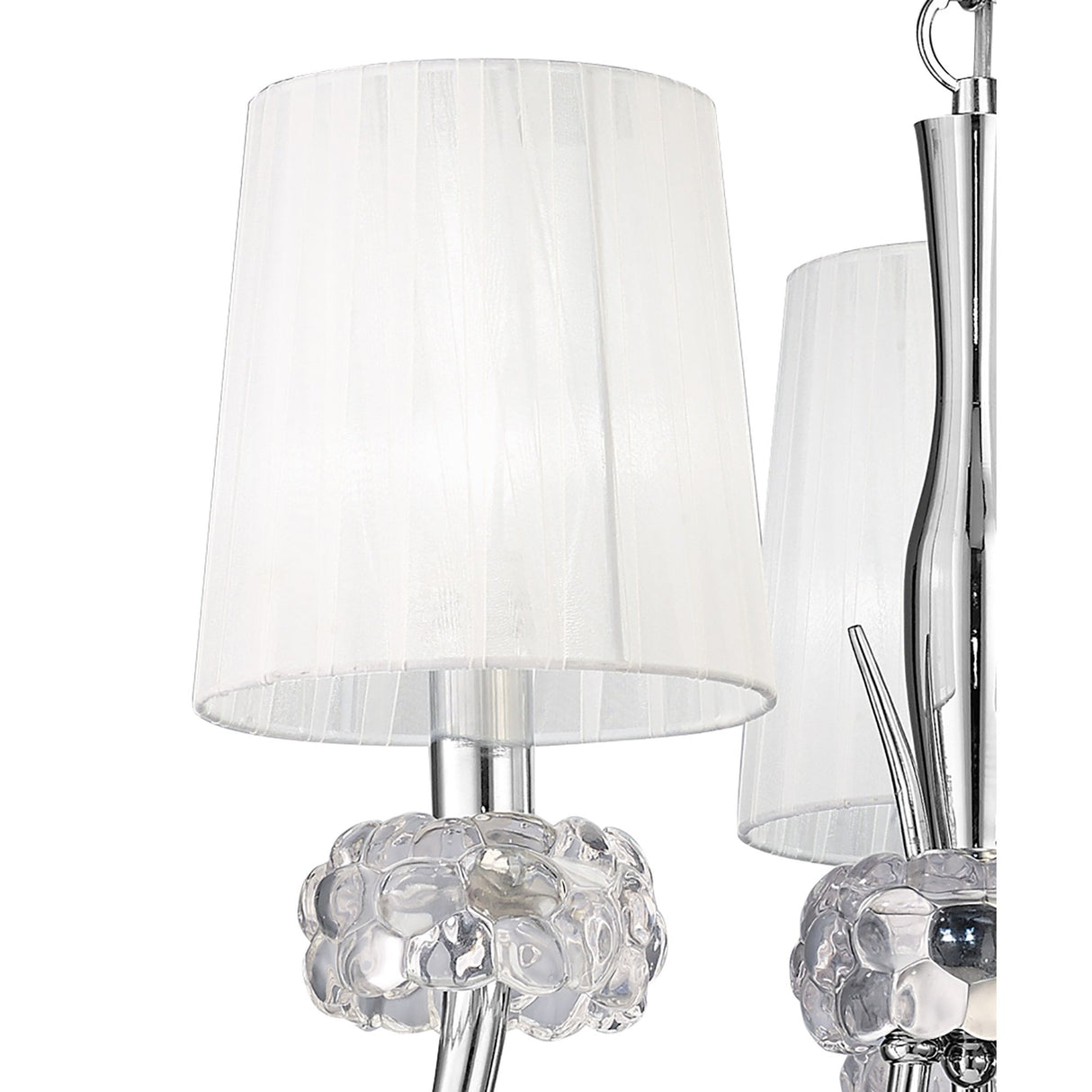 Loewe 3-Light Pendant with Polished Chrome and White Organza Shades