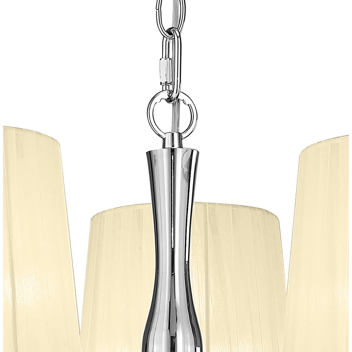 Loewe Polished Chrome 3-Light Pendant with Cream Shades