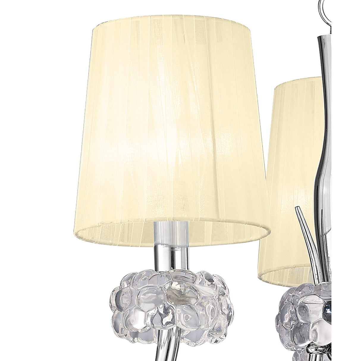 Loewe Polished Chrome 3-Light Pendant with Cream Shades