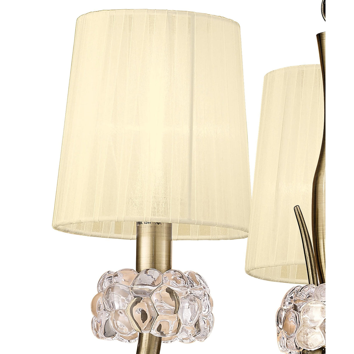 Loewe Antique Brass 3-Light Pendant with Cream Organza Shades