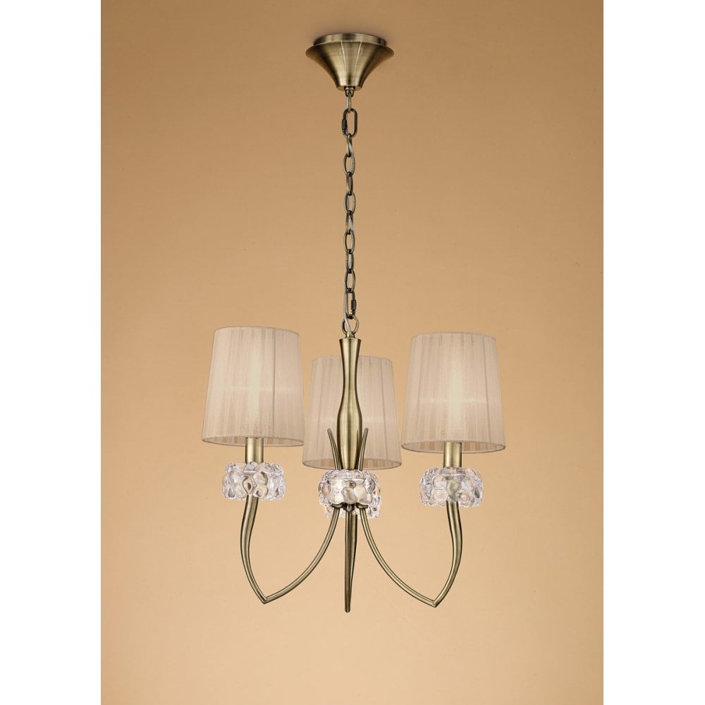 Loewe Trio Pendant Light in Antique Brass with Soft Bronze Shades