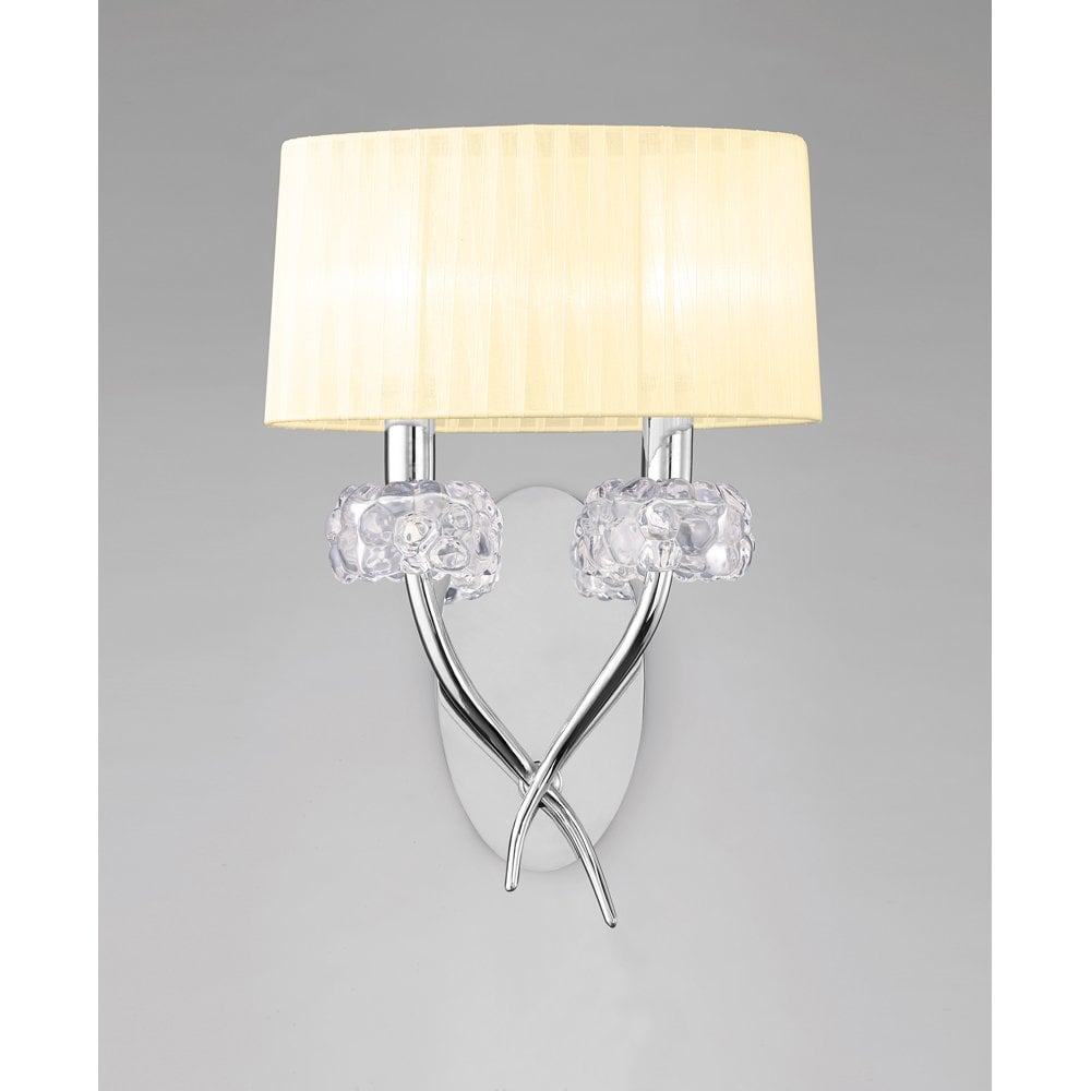 Elegant Loewe Dual Light Wall Lamp in Polished Chrome with Cream Shade