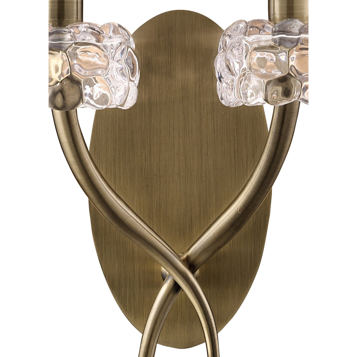 Loewe Twin Arm Wall Lamp in Antique Brass with Cream Shade