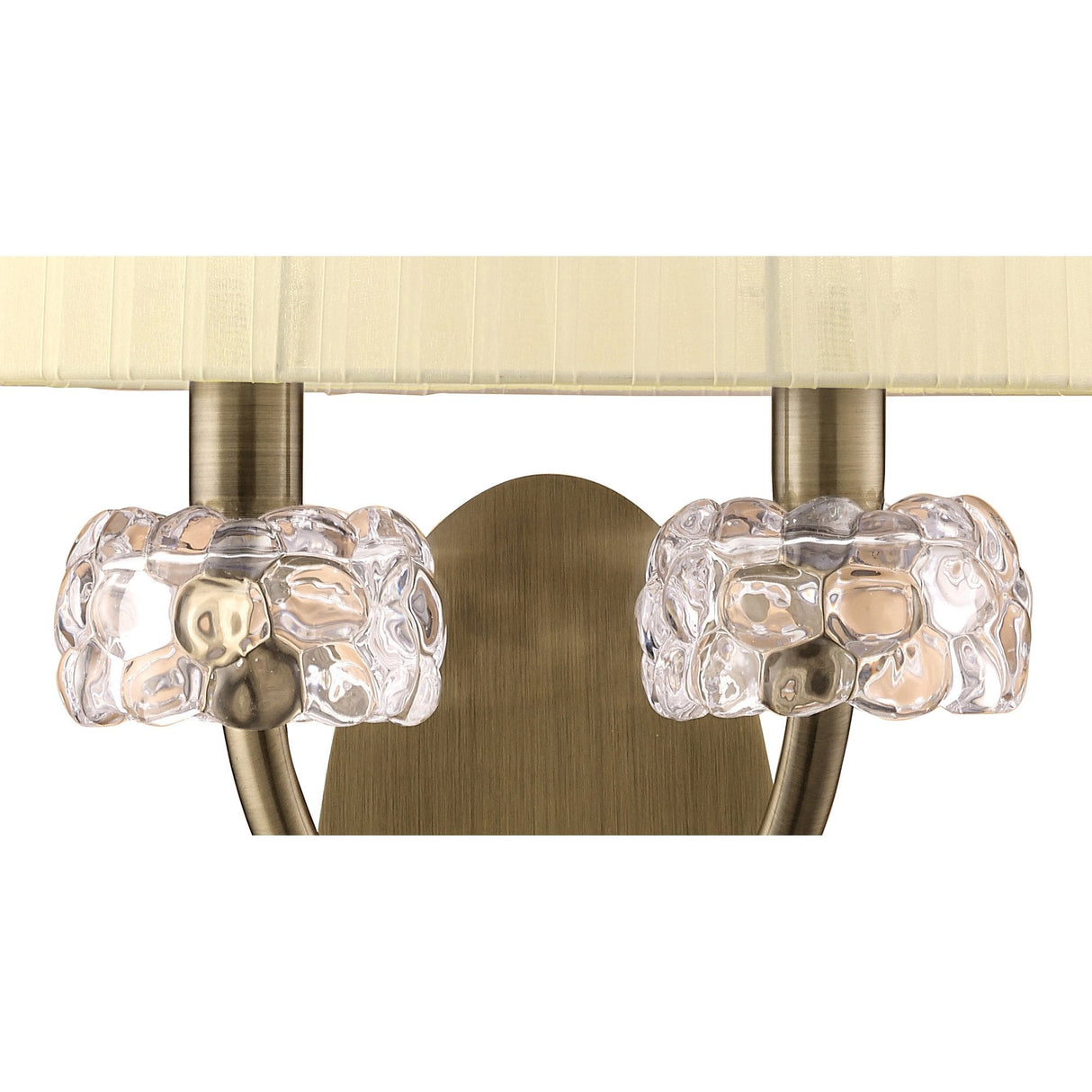 Loewe Twin Arm Wall Lamp in Antique Brass with Cream Shade