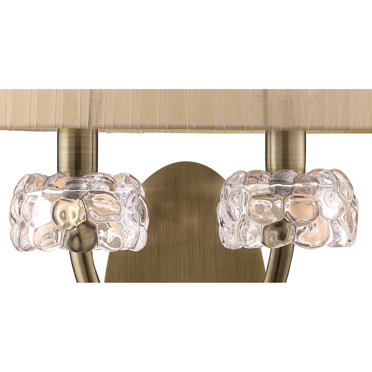 Elegant Loewe Double Arm Wall Lamp in Antique Brass with Soft Bronze Shade