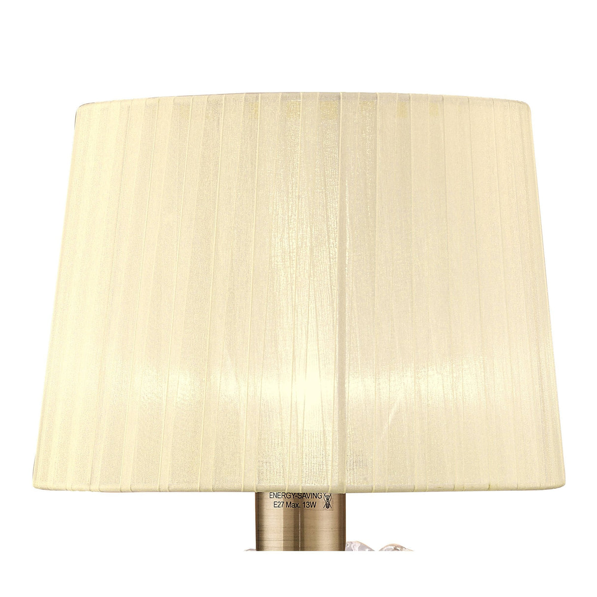 Loewe Antique Brass Table Lamp with Cream Shade - 1 Light E27