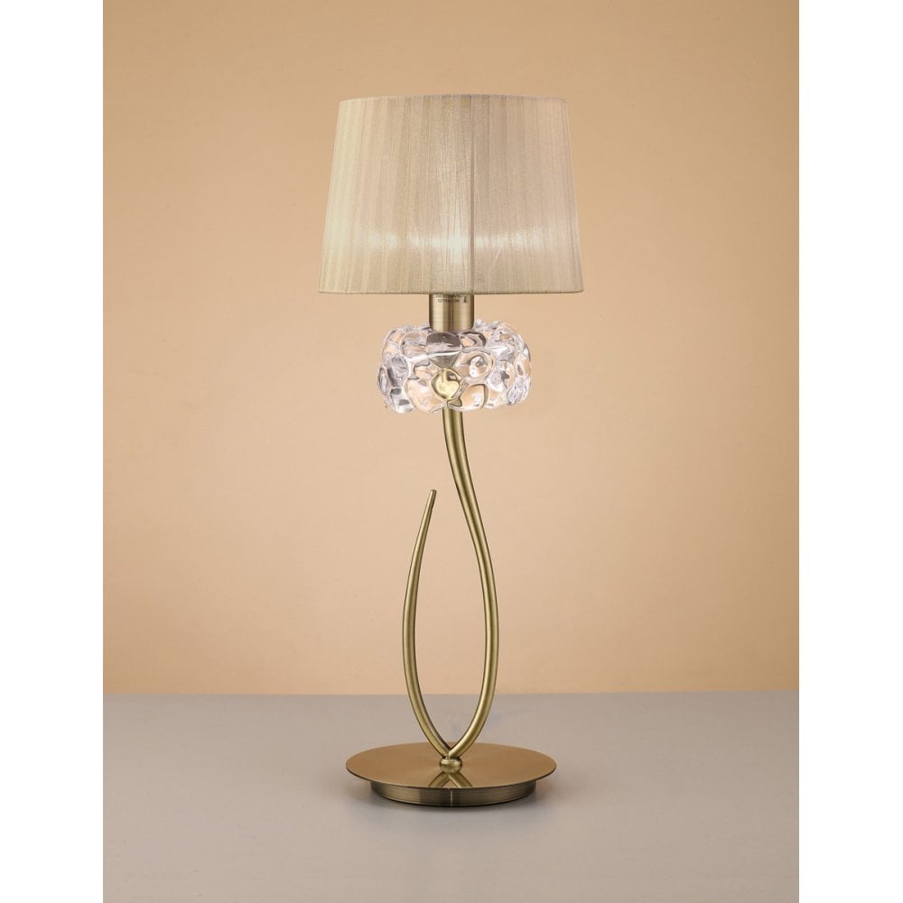 Loewe Antique Brass Table Lamp with Soft Bronze Shade, Modern Elegance