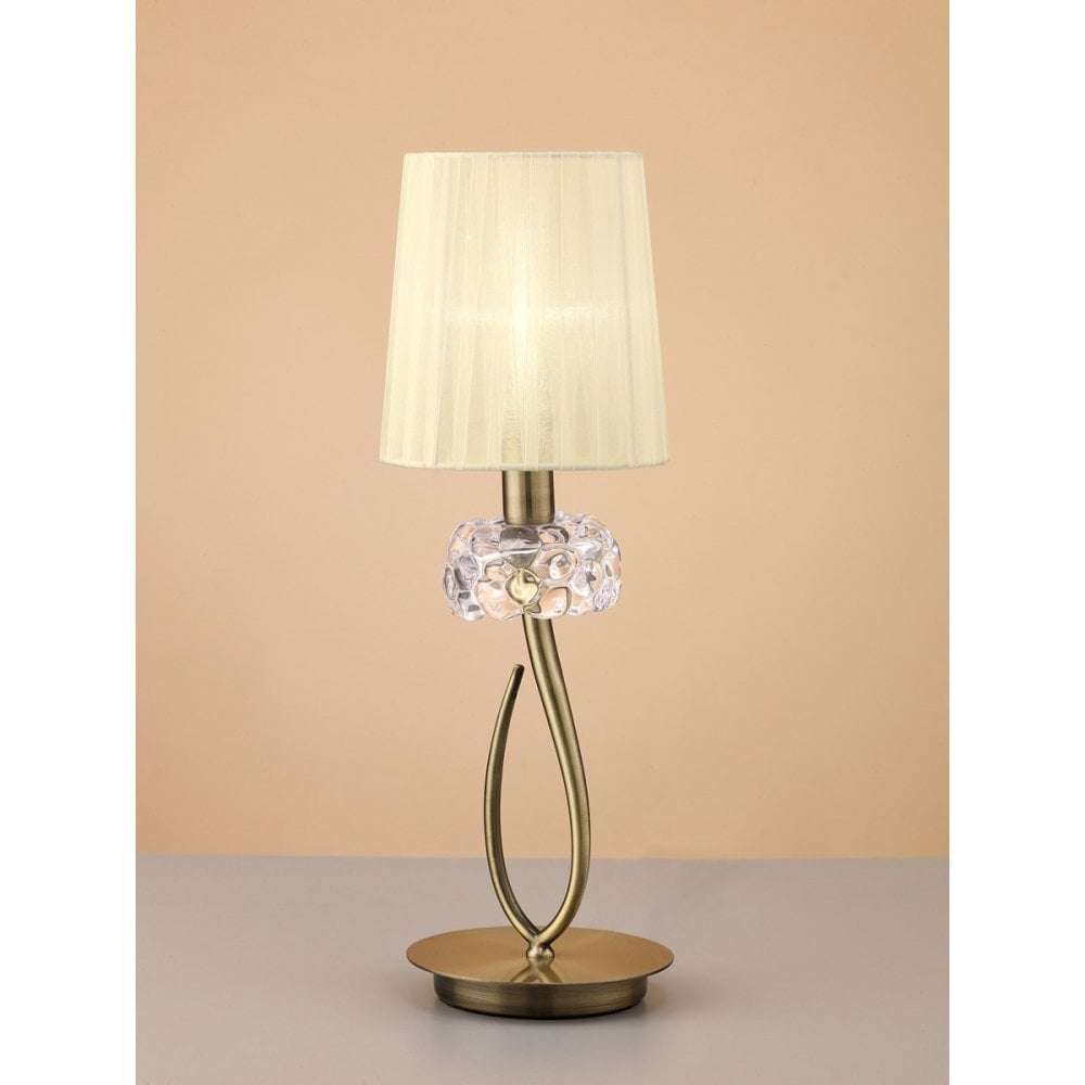 Loewe Table Lamp with Antique Brass Finish and Cream Shade, Inspired by Jose Ignacio Ballester Martinez