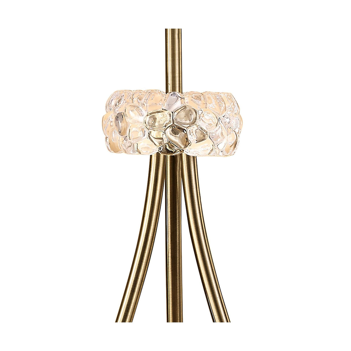 Loewe Antique Brass Floor Lamp with Soft Bronze Shade and Elegant Triple Arm Design