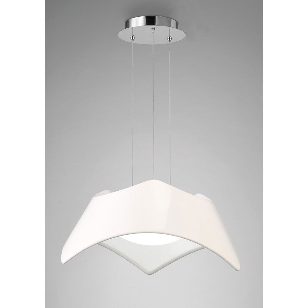 Maui LED Pendant Light 3000K, 2520lm, Gloss White & Chrome Finish, 3-Year Warranty