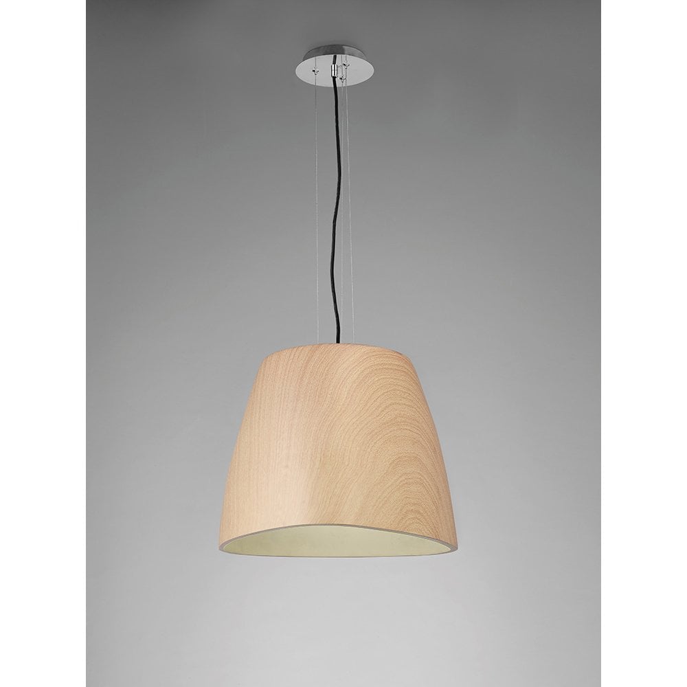 Contemporary Beech & Chrome Triangle Pendant Light