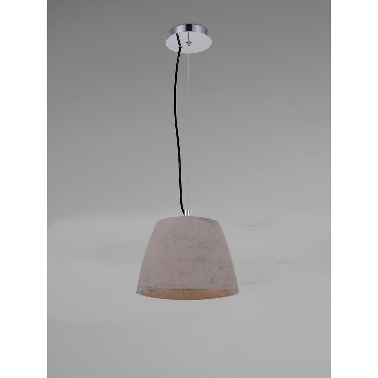 Triangle Pendant Light: Small E27 with Cement and Polished Chrome Finish