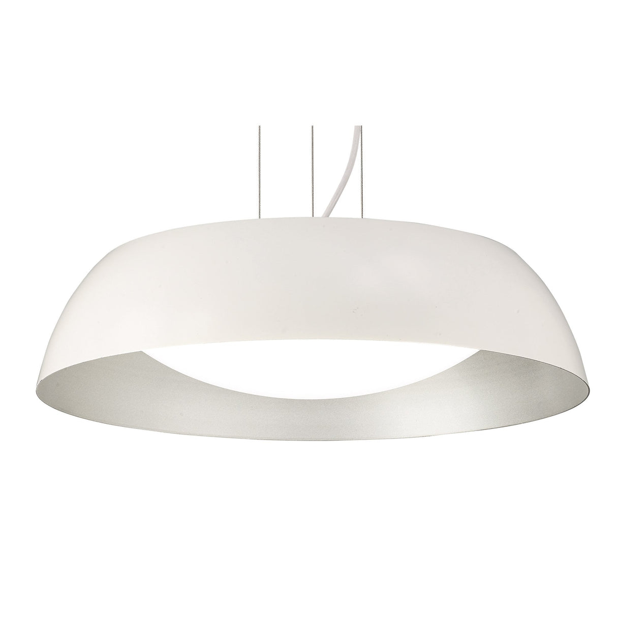 Argenta Small LED Pendant Light 18W, Matt White and Silver Finish, 3000K Warm White, 3-Year Warranty