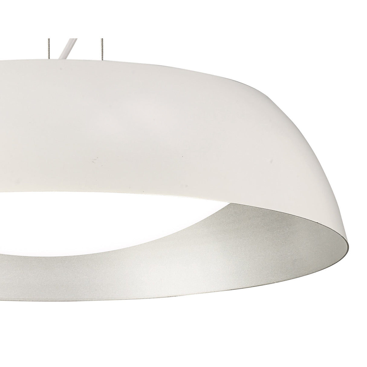 Argenta Small LED Pendant Light 18W, Matt White and Silver Finish, 3000K Warm White, 3-Year Warranty