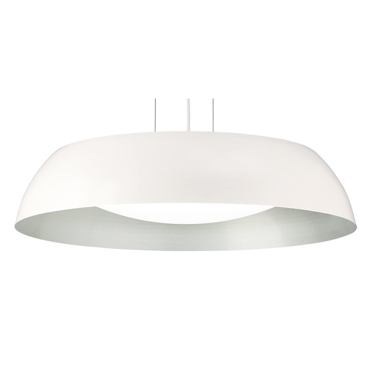 Argenta Large LED Pendant Light - 30W, 3000K, Matte White and Silver Finish, 3-Year Warranty